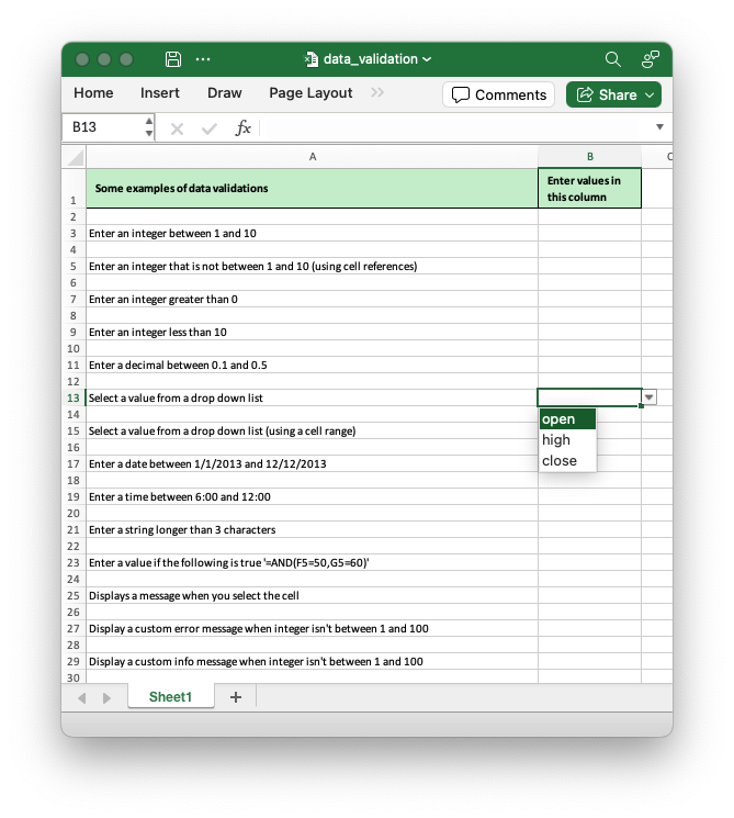 Image of Excel chart generated by sample code