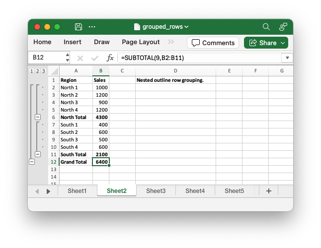 Image of Excel chart generated by sample code