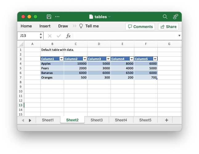 Image of table example