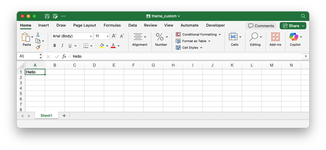 Image of Excel chart generated by sample code