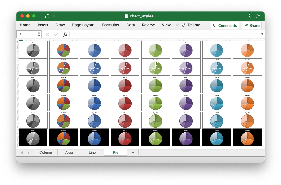 Image of Excel chart generated by sample code