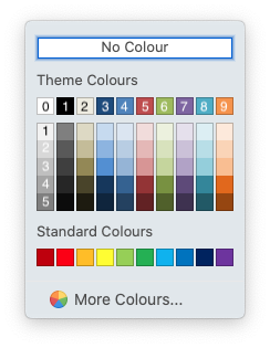 Image of the Excel theme color palette